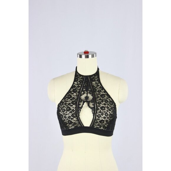 VICTORIA'S SECRET Very Sexy Black Lace Keyhole Halter Bralette Bra, Size M - Picture 10 of 13